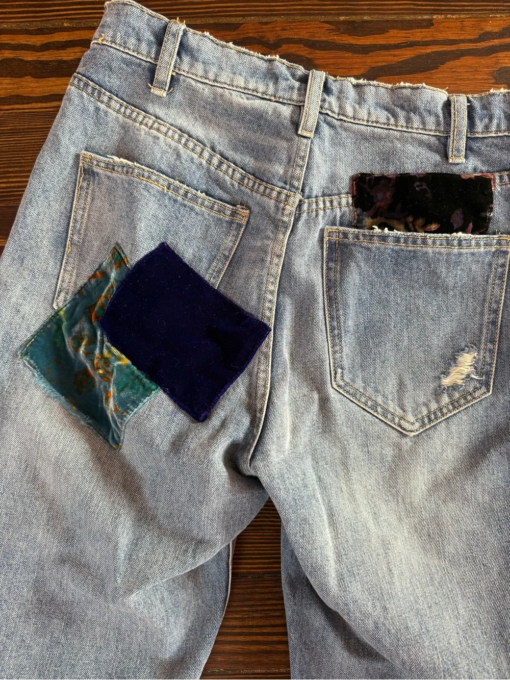 Free People We The Free Velvet Patchwork Jeans